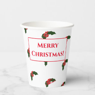 Christmas Holly Themed Paper Cups