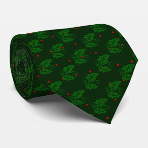 Christmas Holly Tie