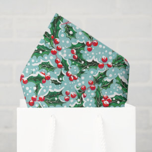 Christmas holly tiled pattern tissue paper