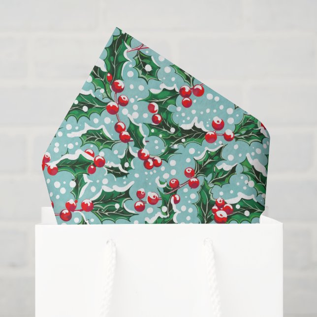 Christmas holly tiled pattern  tissue paper (Gift Bag)