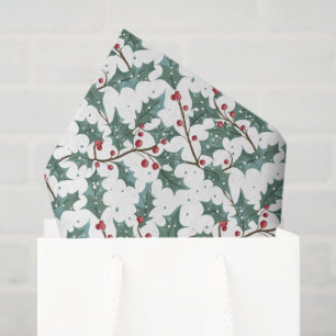 Christmas holly tiled pattern tissue paper