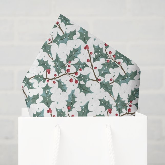 Christmas holly tiled pattern  tissue paper (Gift Bag)
