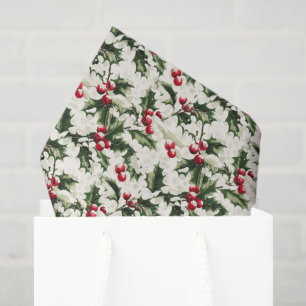 Christmas holly tiled pattern  tissue paper