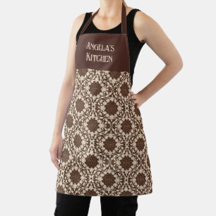 Christmas Holly, Vintage Cream & Brown Apron