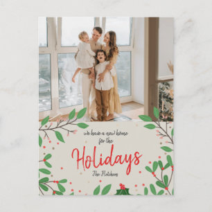 Christmas Holly We've Moved Holiday Moving Photo Postcard