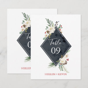 Christmas Holly & White Roses Bouquet Frame Invitation