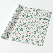 Christmas holly wrapping paper