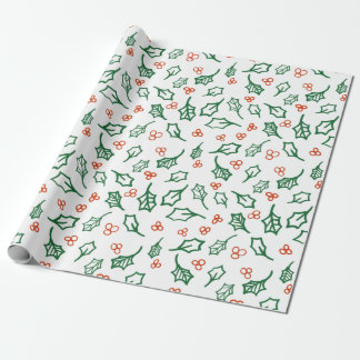 Christmas holly wrapping paper