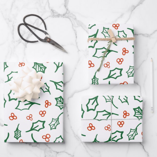 Christmas holly wrapping paper (Front)