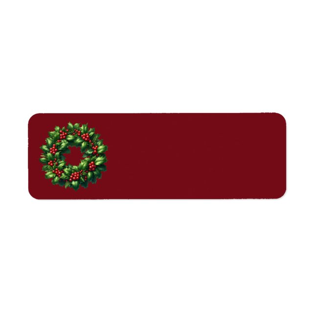 Christmas Holly Wreath Address Labels (Front)
