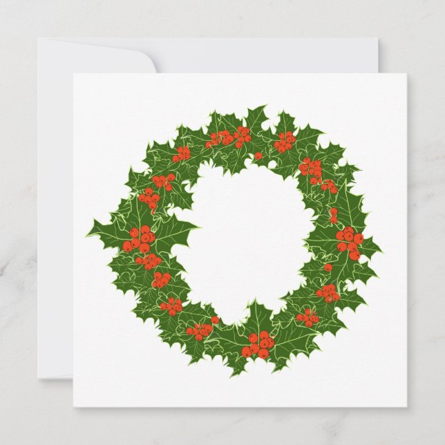 Christmas Holly Wreath  Card (Front)