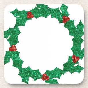 christmas holly wreath coaster