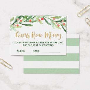 Christmas Holly Wreath Guess How Many Kisses Cards