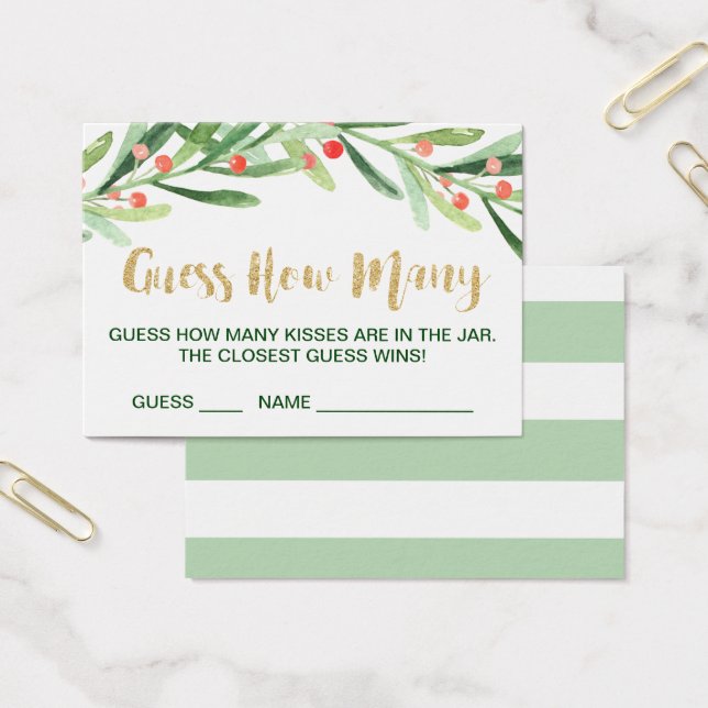 Christmas Holly Wreath Guess How Many Kisses Cards (Office)
