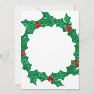 christmas holly wreath holiday card
