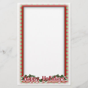 Christmas Holly Wreath Holiday Writing Stationery