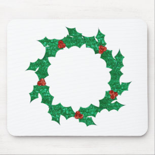 christmas holly wreath mouse mat