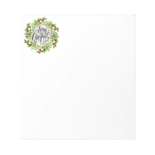 Christmas Holly Wreath Notepad (Front)