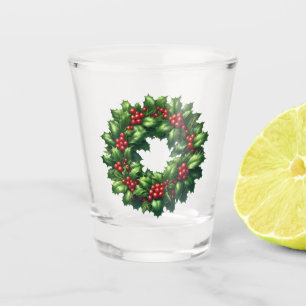 Christmas Holly Wreath Shot Glass