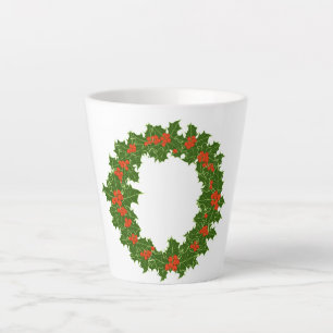 Christmas Holly Wreath small Latte Mug