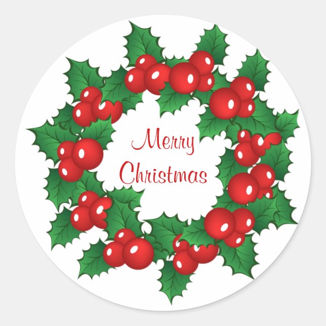 Christmas holly wreath Sticker (Front)