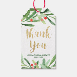 Christmas Holly Wreath Thank You Favour Gift Tags
