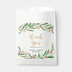 Christmas Holly Wreath Thank You Wedding Favour Bags