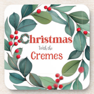 Christmas Holly wreath Throw Pillow Coaster