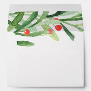 Christmas Holly Wreath Wedding Invitation Envelopes