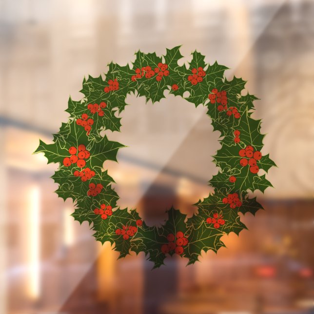 Christmas Holly Wreath  Window Cling (Sheet 2)