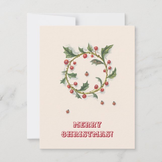 Christmas Holy and Ladybugs Card (Front)