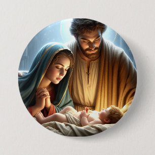 Christmas Holy Family 7.5 Cm Round Badge