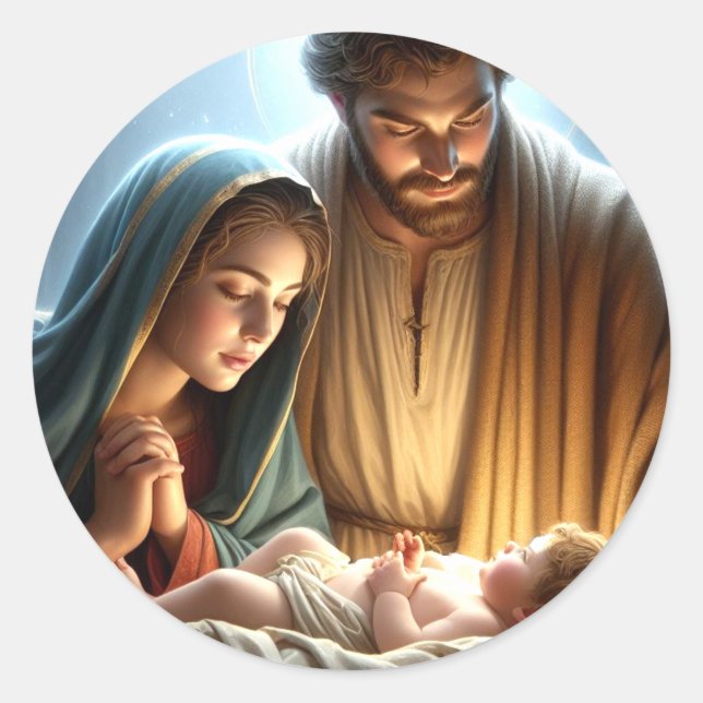 Christmas Holy Family Classic Round Sticker (Front)