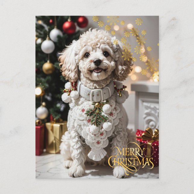 Christmas. Home Pet. Cute puppy.  Postcard (Front)