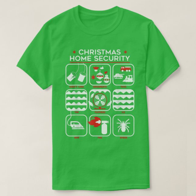 Christmas Home Security Funny  T-Shirt (Design Front)