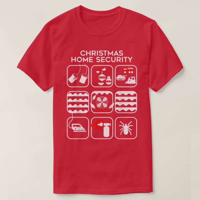 Christmas Home Security Funny  T-Shirt (Design Front)