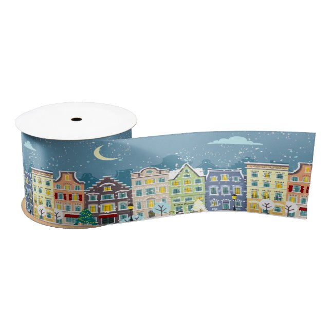 Christmas home snow day holiday satin ribbon (Spool)