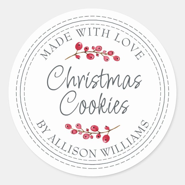 Christmas Homemade Cookies Jar  Classic Round Sticker (Front)
