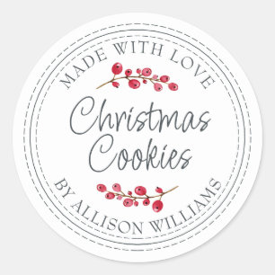 Christmas Homemade Cookies Jar  Classic Round Sticker
