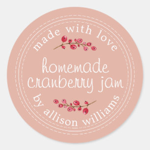 Christmas Homemade Cranberry Jam Can Dusty Pink Classic Round Sticker