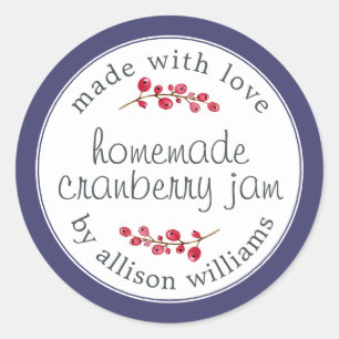 Christmas Homemade Cranberry Jam Can Navy Blue Classic Round Sticker