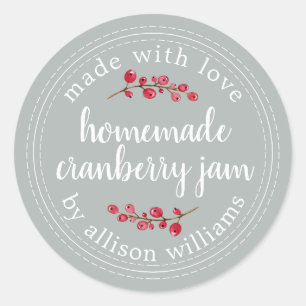 Christmas Homemade Cranberry Jam Can Storm Grey Classic Round Sticker