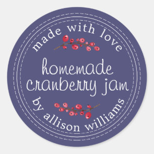Christmas Homemade Cranberry Jam Canning Blue Classic Round Sticker