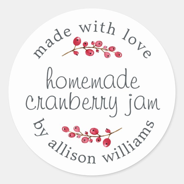 Christmas Homemade Cranberry Jam Canning Classic Round Sticker (Front)