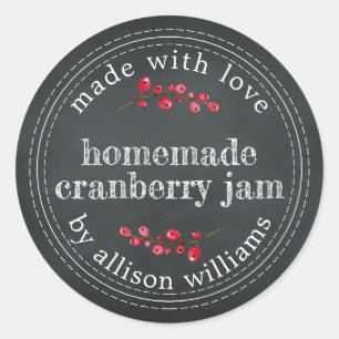 Christmas Homemade Cranberry Jam Chalkboard Classic Round Sticker