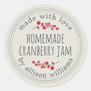 Christmas Homemade Cranberry Jam Light Grey Classic Round Sticker