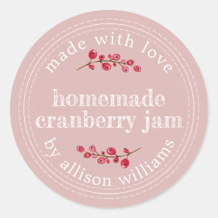 Christmas Homemade Cranberry Jam Pink Classic Round Sticker