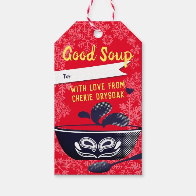 Christmas homemade soup a jar gift tag recipe (Front)