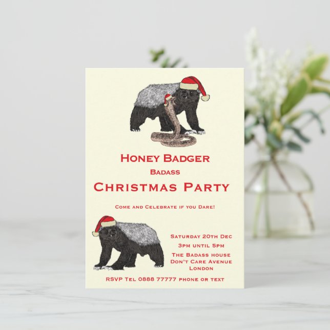 Christmas Honey Badger Funny Festive Badass Party (Standing Front)