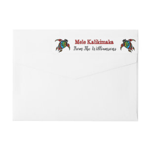 Christmas Honu Mele Kalikimaka Return Address Wrap Around Label